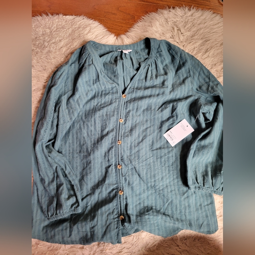 NWT Medium Button up Sonoma Blue Blouse